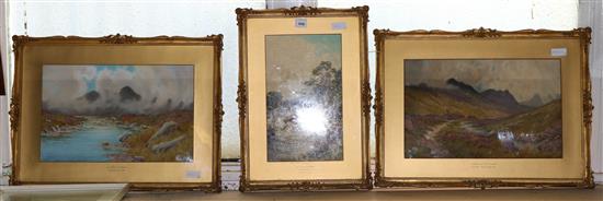 S.E. Hall, three watercolours of Scottish Highland scenes(-)